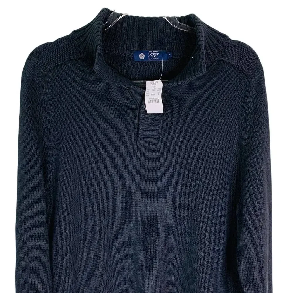 J Crew Mens Sweater Pullover Small Black Cotton Buttons New